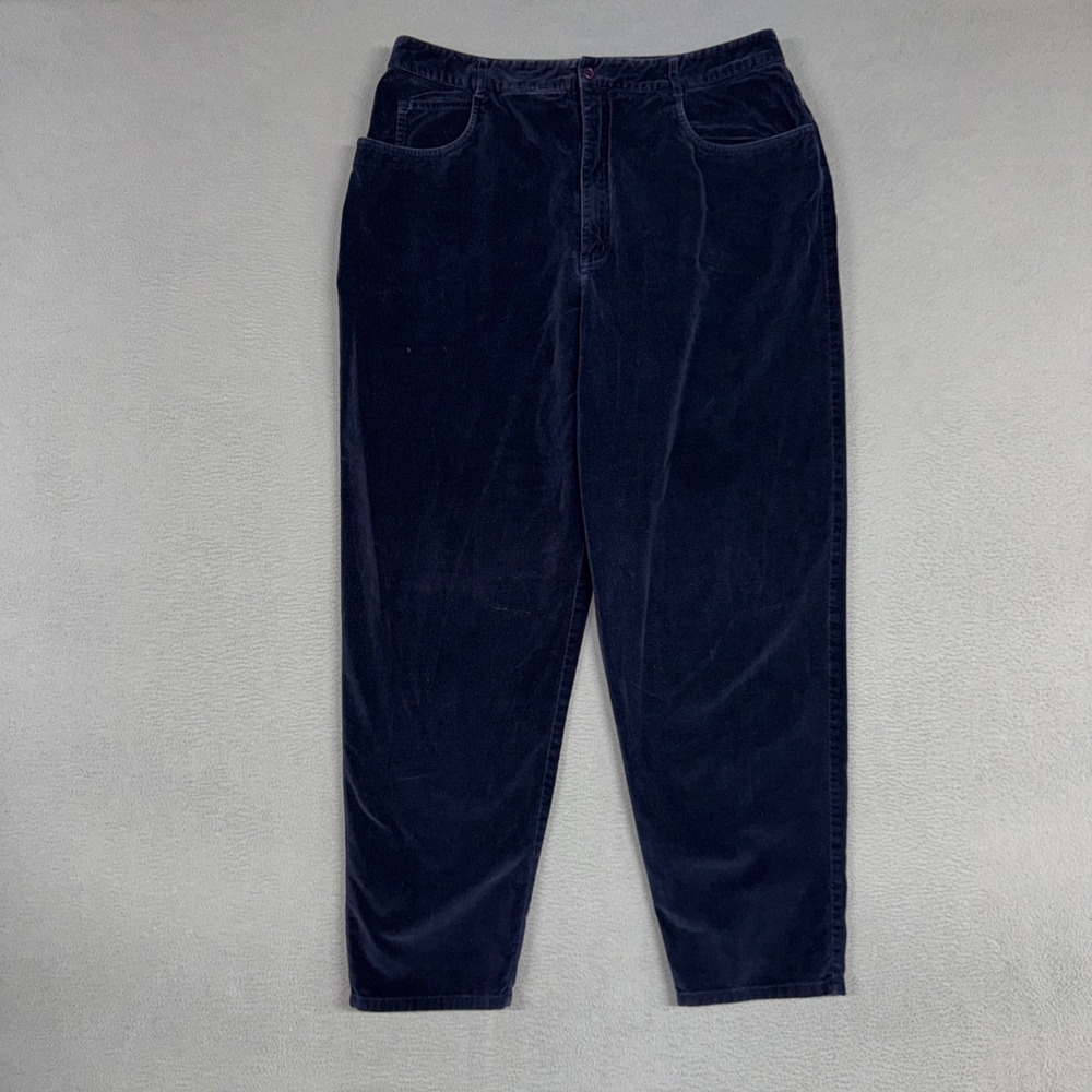 Talbots Pants Womens 18 Navy Blue Classic High Rise Tapered Corduroy Cotton